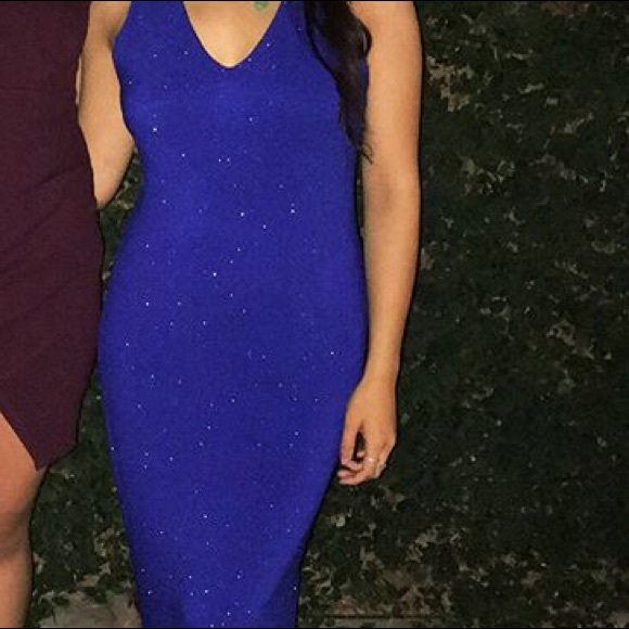 Beautiful blue sparkly halter maxi dress - Picture 1 of 5